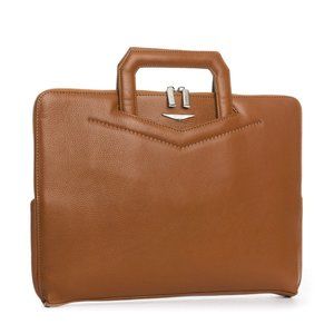 Milan - Cognac Slim Leather Portfolio Briefcase